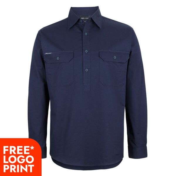 Mens Close Front Long Sleeve 150G Work Shirt Thumbnail