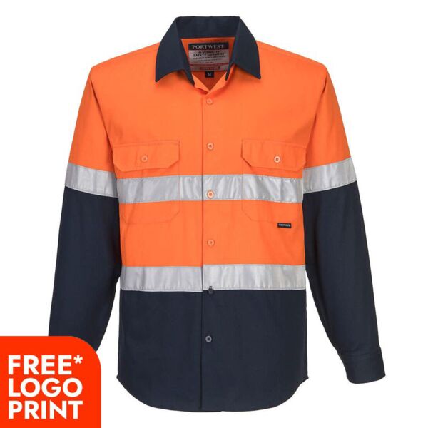 Mens Industrial Hi-Vis Lightweight Contrast Long Sleeve Shirt Thumbnail
