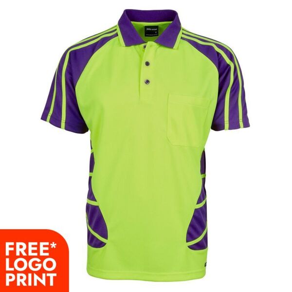 Mens Hi Vis Short Sleeve Spider Polo Thumbnail