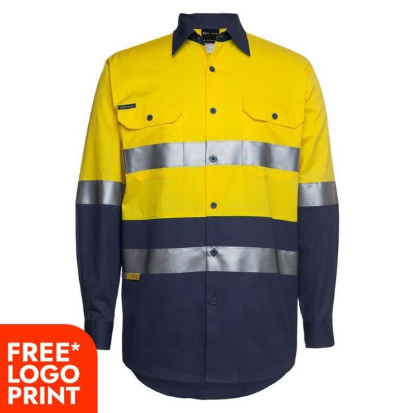 Mens Hi Vis Long Sleeve (D+N) 150G Work Shirt Thumbnail