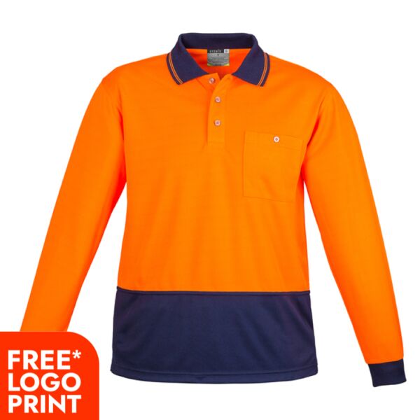 Unisex Hi Vis Basic Spliced Polo - Long Sleeve Thumbnail