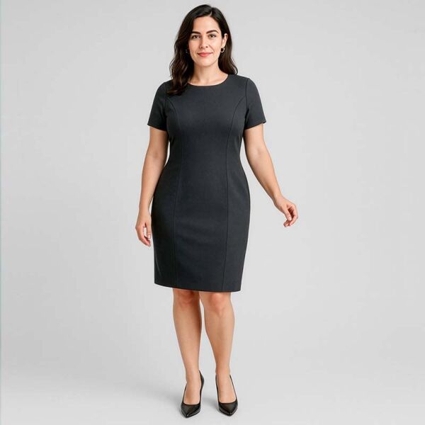 Womens Comfort Wool Stretch Short Sleeve Shift Dress Thumbnail