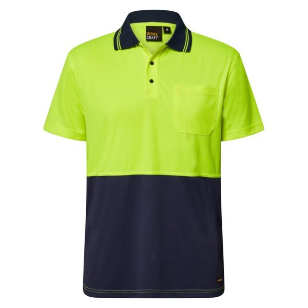 Mens Hi Vis Two Tone Short Sleeve Micromesh Polo With Pocket Thumbnail