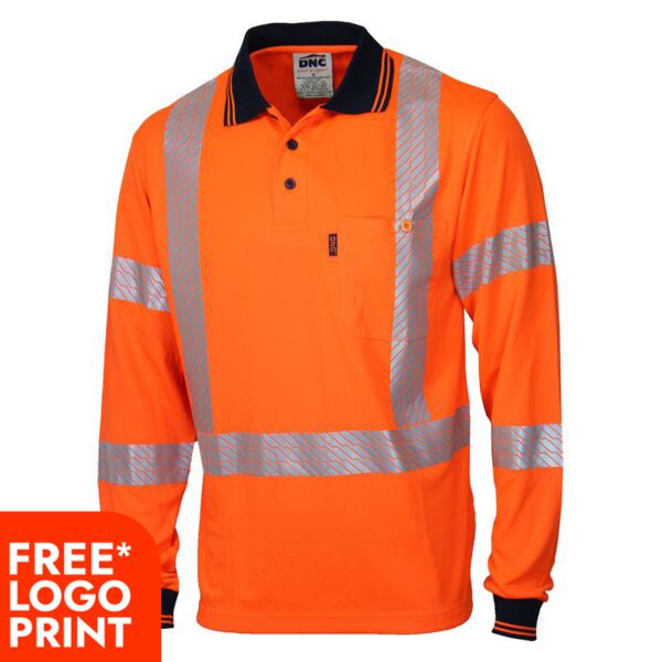 HiVis Segmented Tape X Back Polo Long Sleeve Thumbnail